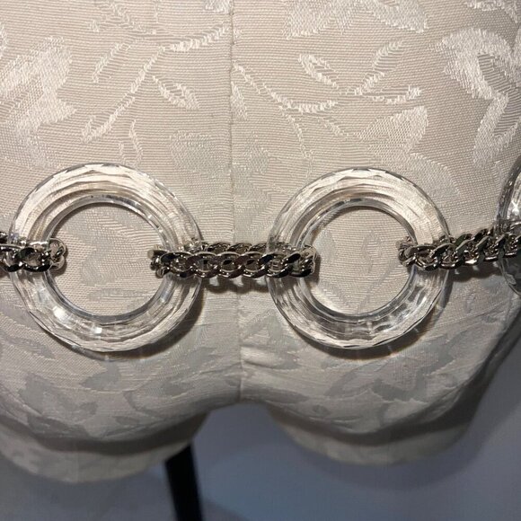 Vintage Womens Belt One Size Silver Heavy Chunky Lucite Chain main image 7